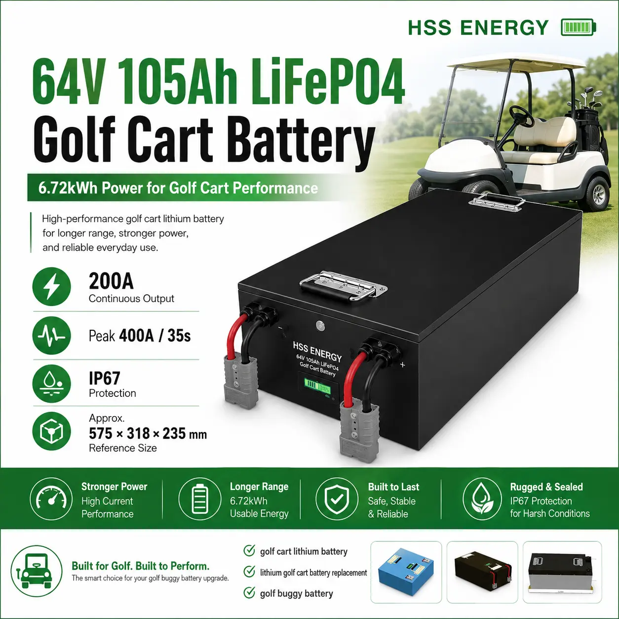 Batteria al litio per carrello da golf 60 V 105 Ah